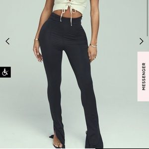 Mistress Rocks (House of CB) “All In” black Jersey split flared leggings NEW